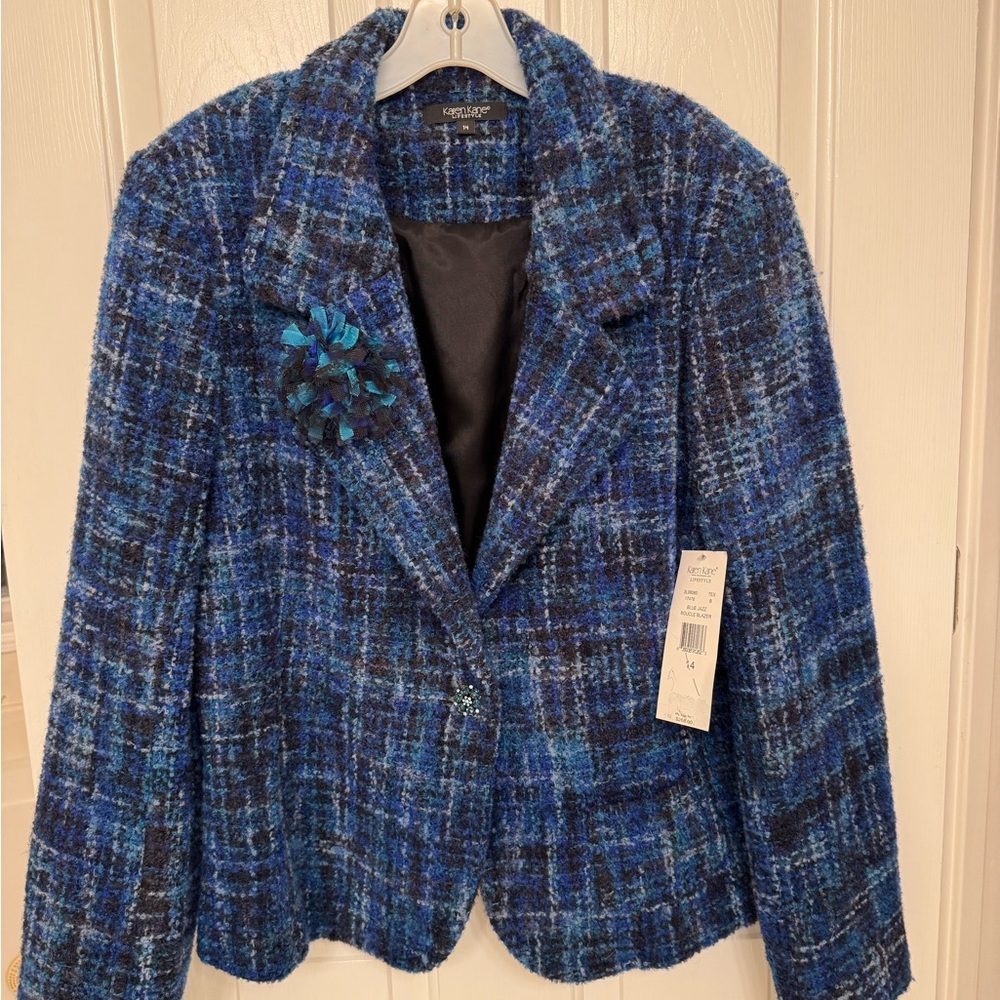 Wool blend Blue Boucle Blazer NWT Size 14